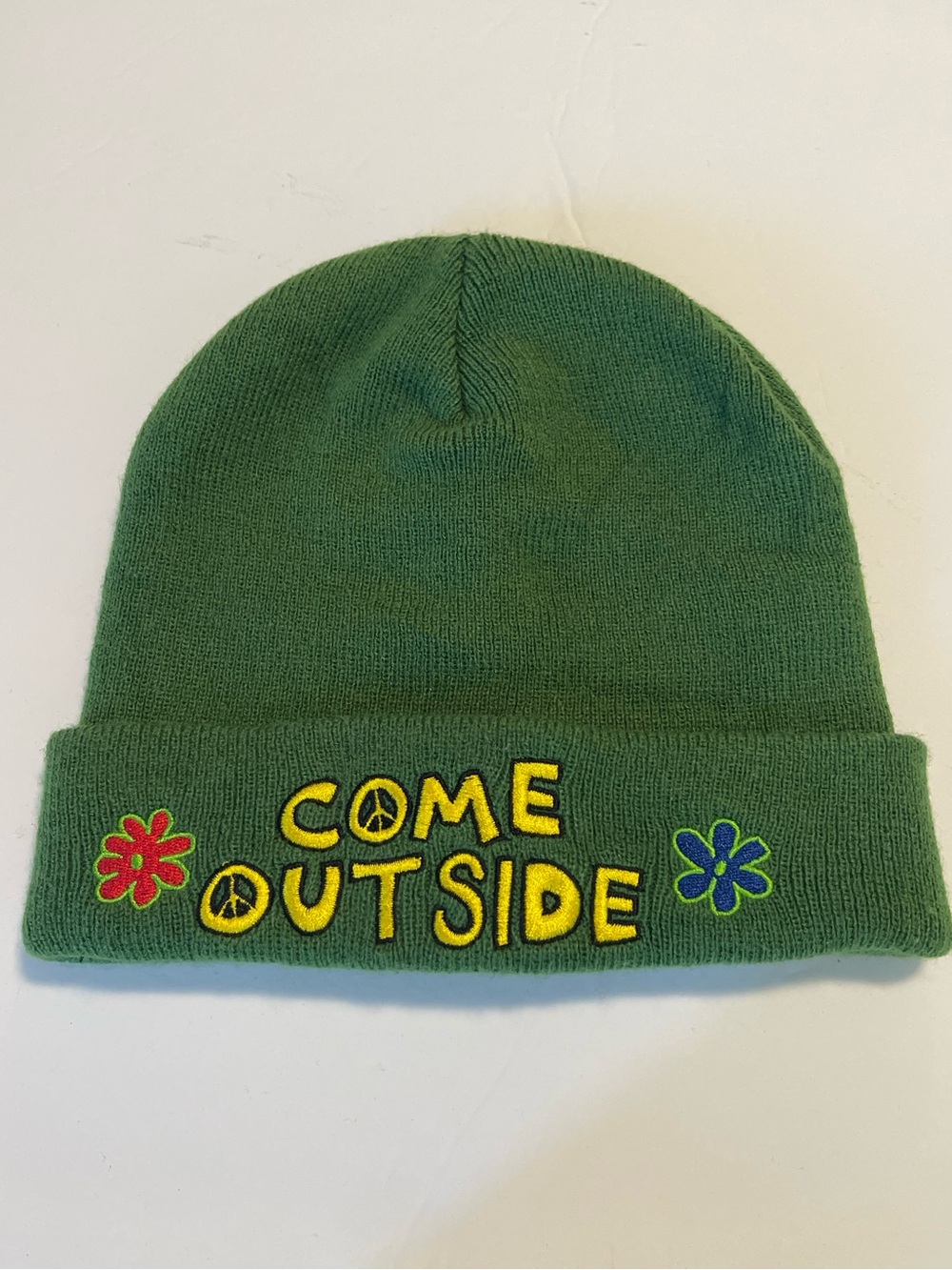Coney Island Picnic Beanie Hat Knit Come Outside Floral Nature Hiking Outdoors